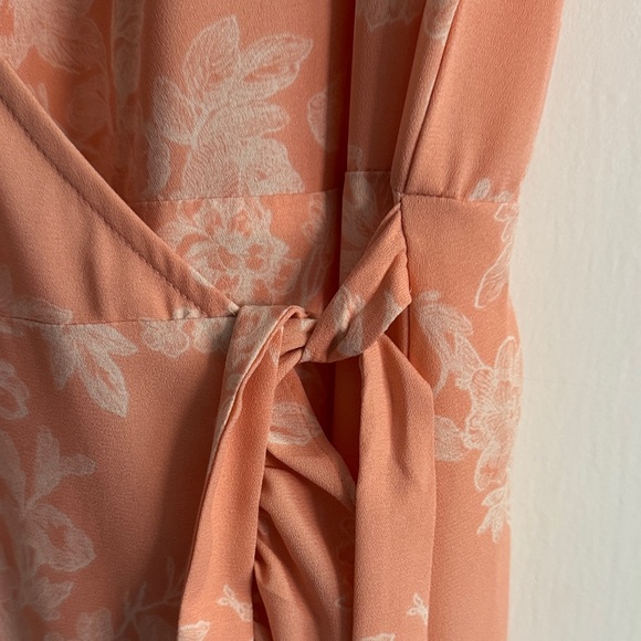 LC Lauren Conrad Coral Floral Midi Dress size L - Picture 3 of 5